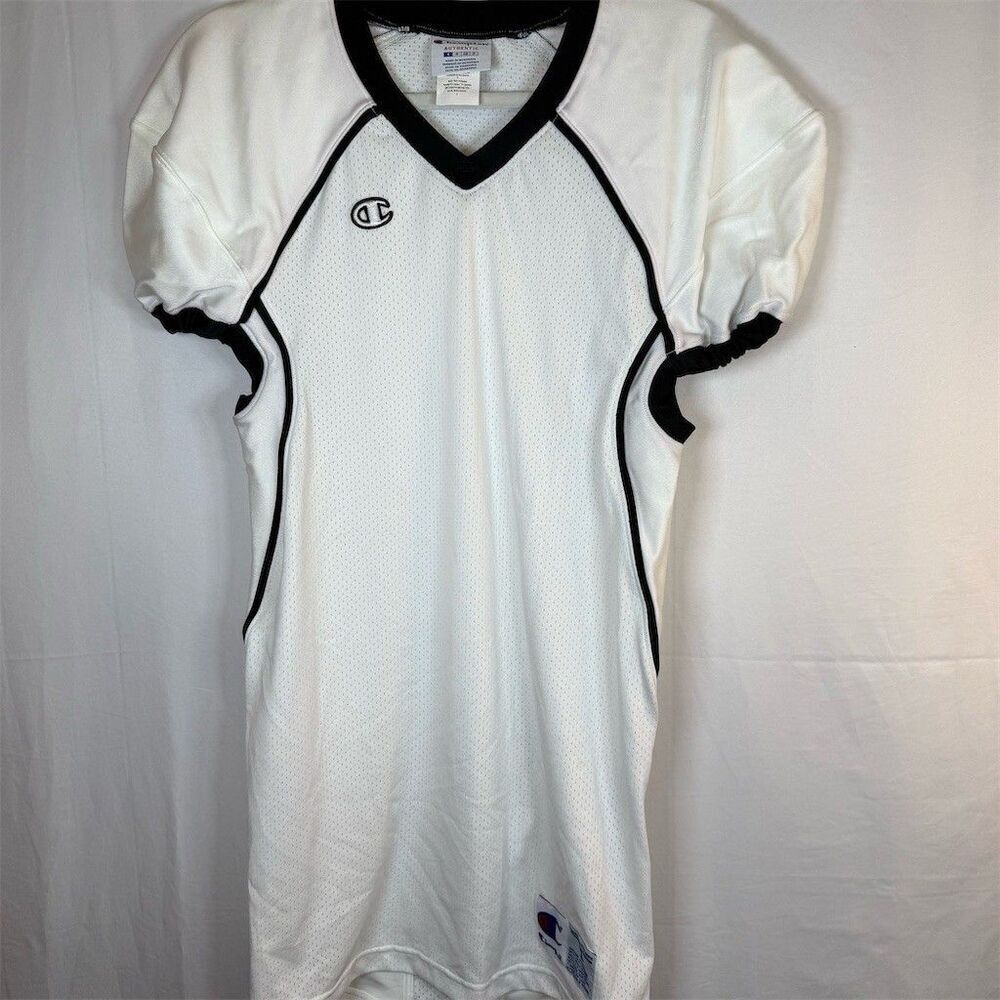 Champion Authentic Football Jersey Adult Small White Black V-Neck